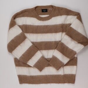VICI Sweater Crewneck Striped Tan White Large EXCELLENT